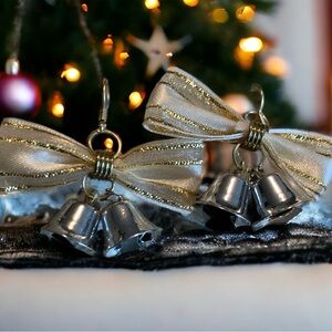 Vintage Silver Bells Christmas earrings, pierced